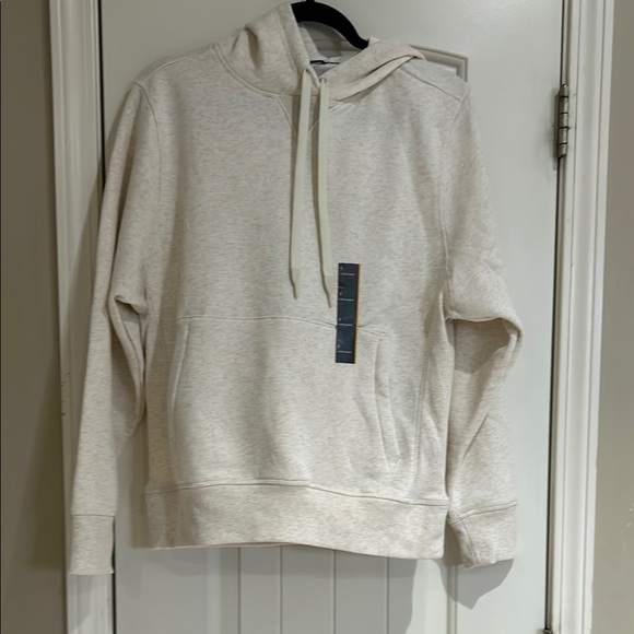 all in motion Other - Zip Front Pocket Cream Pullover Hoodie with Long Sleeves and Relaxed Fit